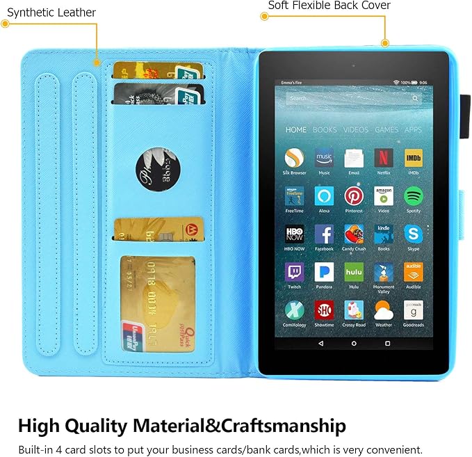 Case for Kindle Fire 7 TabletDteck Full Protective Flip Adjustable Stand Auto Wake/Sleep Smart Cover with Pencil Holder for Kindle Fire 7 Tablet 9th/7th/5th Generation 2019/2017/2015 ReleaseKing Dog