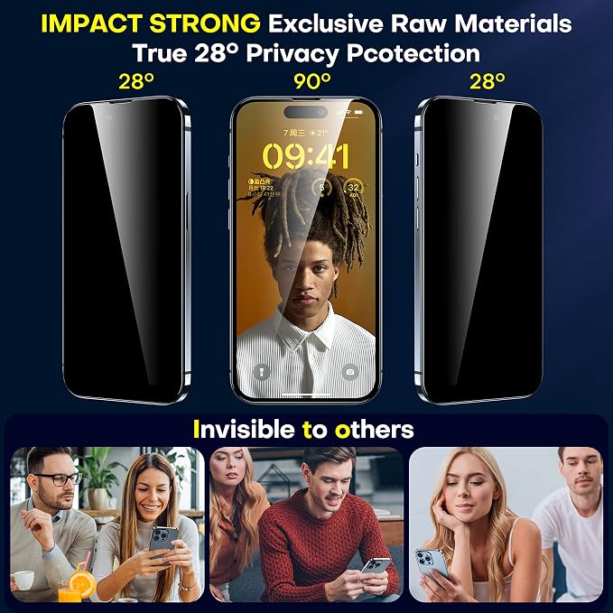 ImpactStrong Anti-Spy Privacy Screen Protector for iPhone 11 / iPhone XR (6.1-Inch) 9H Tempered Glass Shatter-Resistant Anti-Scratch Easy Install Kit Case Friendly 2-Pack