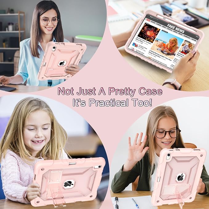 TIMISM Case for iPad 10th Generation 2022 iPad (A16) 11 Inch 2025 with Pencil Holder &amp Kickstand Translucent Hard PC Back Cover Heavy Duty Shockproof Protective Case for iPad 11/10 Clear Blue