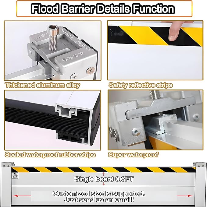 Flood Barriers for Home Exterior - Aluminum Alloy Outdoor Garage Doors Water Barriers for Flooding,H39.4 Inch/L3FT