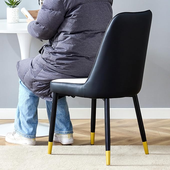 Dining Chairs Set of 8，Modern Dining Chairs, Equipped with PU Leather Backrest Cushions and Metal Legs, Suitable for Restaurants, Kitchens, and Dining Room Chairs