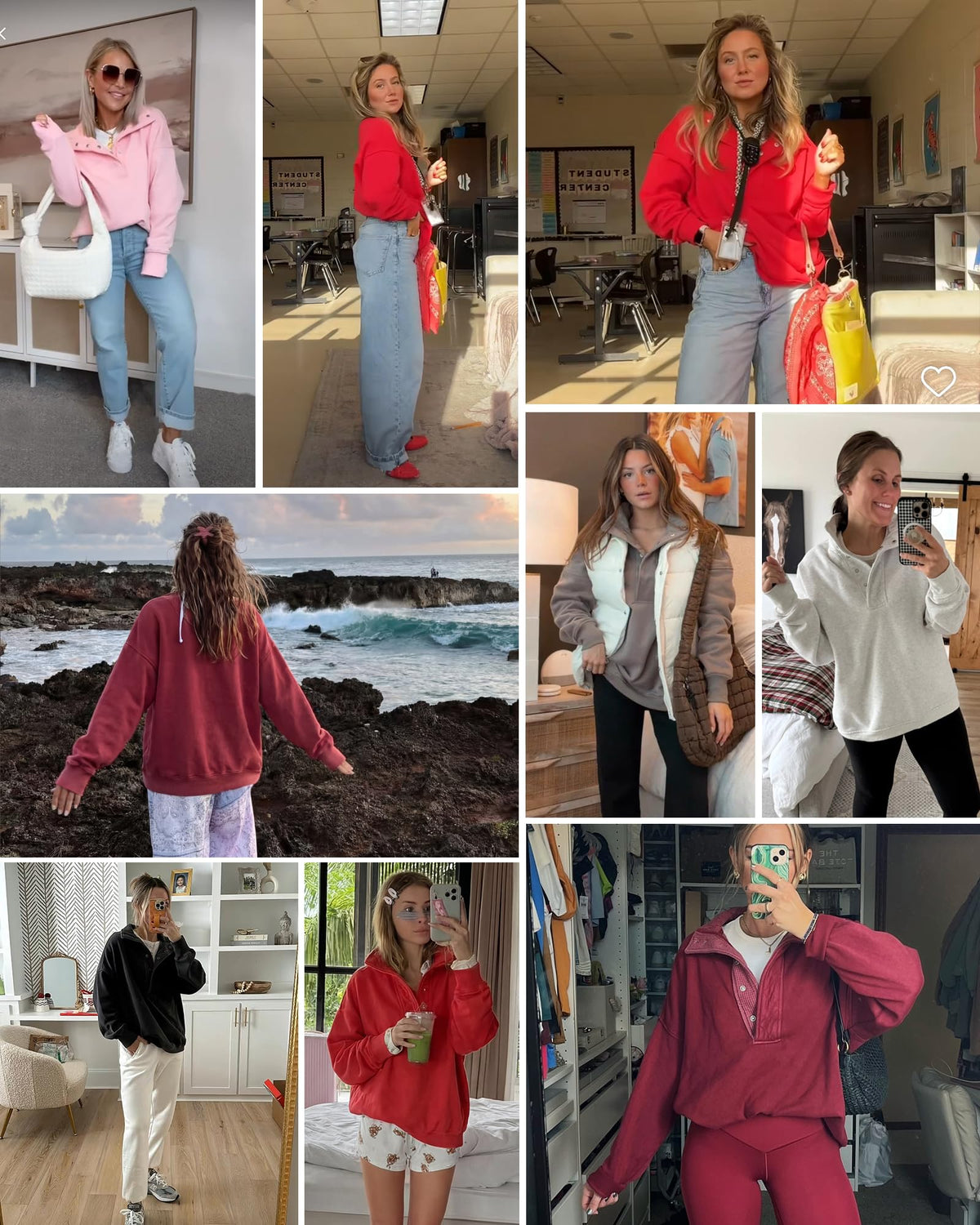 Gacaky Sweatshirt for Women Oversized Henley Neck Pullover Top Fall Outfits