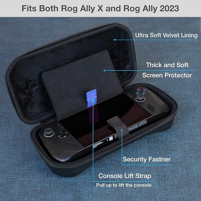 ButterFox Slim Carrying Case Bag for ASUS Rog Ally X (Black/Blue)