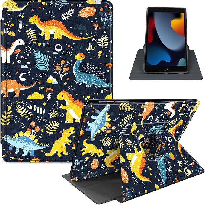 for iPad 11th Generation (A16 2025) 11 / iPad 10th Gen 10.9 2022 Case 360° Rotating PU Leather Stand Cover with Auto Sleep/Wake Shockproof TPU Backl Two Dragons Fighting