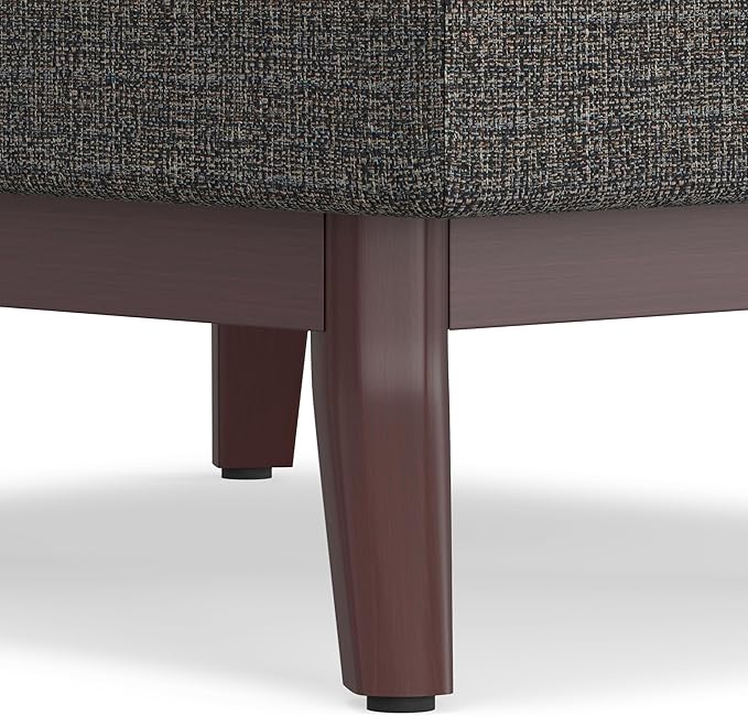 SIMPLIHOME Owen Coffee Table Storage Ottoman - 34 inch Wide Upholstered Tweed Look Fabric Rectangular Lift-Top Ottoman in Ebony, Mid-Century Modern Bench for Living Room with Tapered Legs
