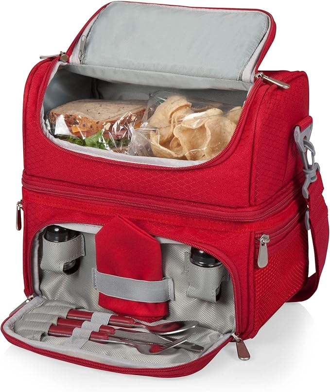 PICNIC TIME NCAA Nebraska Cornhuskers Pranzo Lunch Bag - Insulated Lunch Box with Picnic Set - Lunch Cooler Bag
