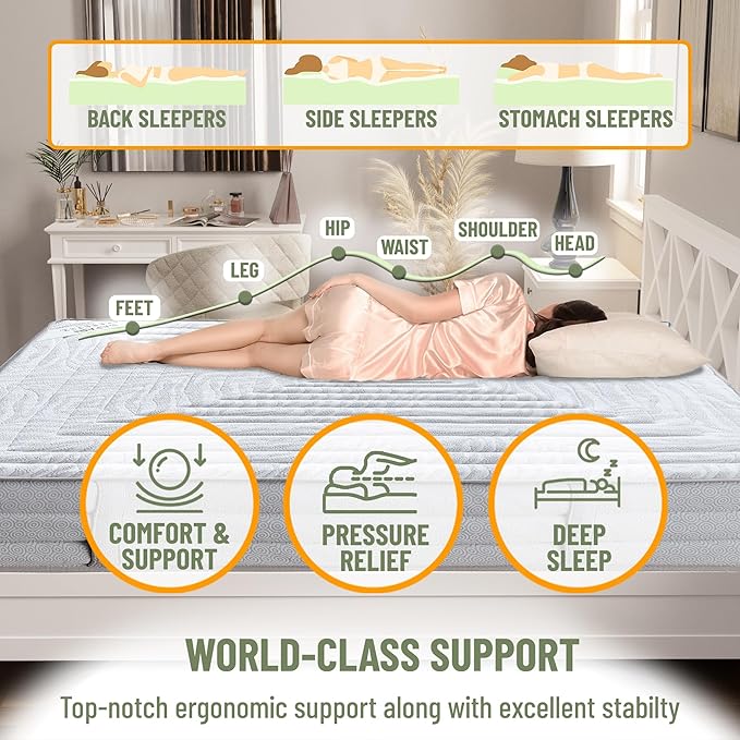 Ottomanson Full 11" Safari Firm Hybrid Mattress - Made in USA - Unyielding Support & Durability - Individually Pocketed Coils & CertiPUR-US Foam - Fiberglass-Free - Bed in a Box