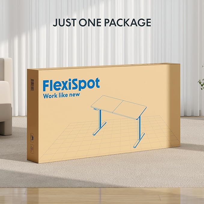 FLEXISPOT 55x24 Inch Electric Height Adjustable Standing Desk for Home & Office, Splice Board Desk for Computer Workstation, Study, or Creative Setup, Maple