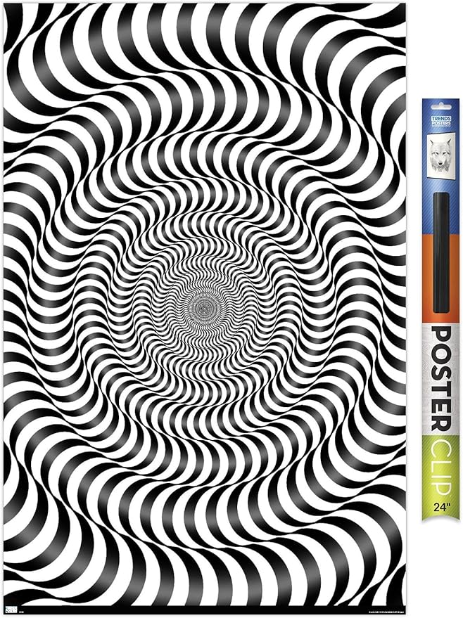 Trends International Zebra Stripe Optical Illusion Wall Poster, 22.375" x 34", Poster & Clip Bundle