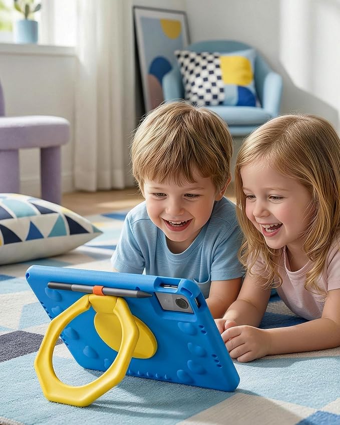 ProCase Kids Case for Lenovo Idea Tab 11 2025/K11 Gen 2 (TB-336ZU/TB-336FU) Shockproof Lightweight Tablet Cover with 360° Rotating Handle &amp Stand -Blue