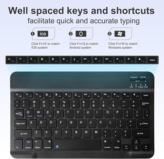 Keyboard Case for Samsung Galaxy Tab A9 Plus /A11 Plus | 2023/2025 11 inch Rechargable Detachable Keyboard Cover with Pen slot for Tablet A9+ / A11+ 5G (Black）