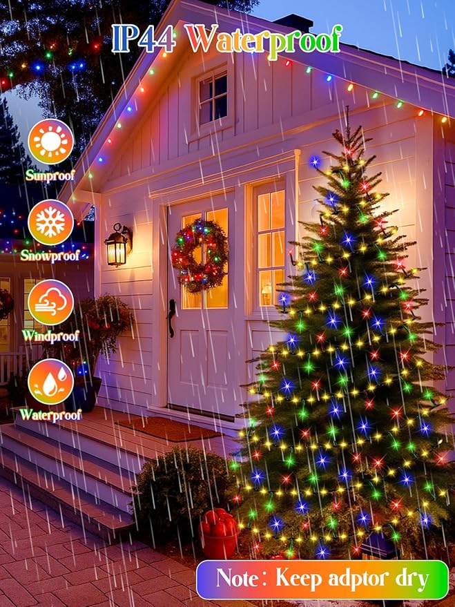 2025 New Christmas Cluster Lights 800LED with Flowing Twinkling, Firecracker Fairy Lights with 15 Modes & Timer, Waterproof Christmas String Lights for Indoor Outdoor Xmas Tree Party Garden Multicolor