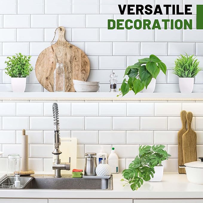 Der Rose 6 Pack Fake Plants Small Artificial Potted Plants Faux Plants for Home Office Desk Bathroom Aesthetic Farmhouse Room Decor Indoor