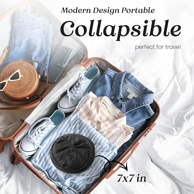 TECHMILLY Upgraded 105L Collapsible Mesh Pop Up Laundry Hamper with Sturdy Handles and Side Pocket - Portable Foldable Clothes Baskets for Dorm, Bathroom & Travel Storage (Black Plus，3 Packs)