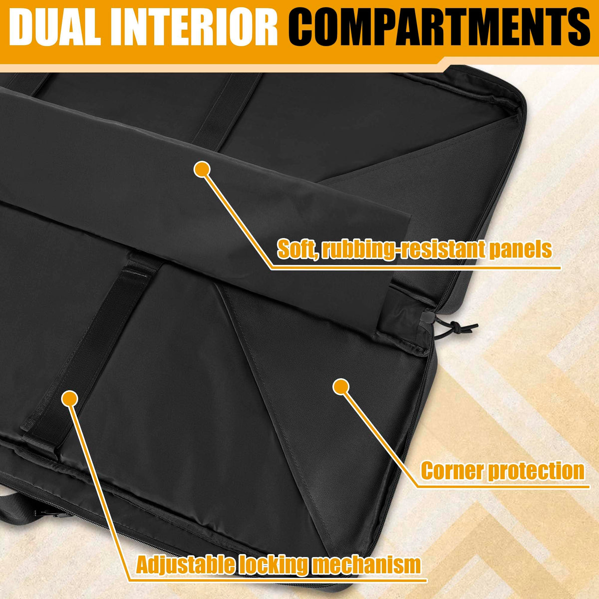 LASUK 55" Double Rifle Case Soft Gun Bag Tactical Backpack, Black