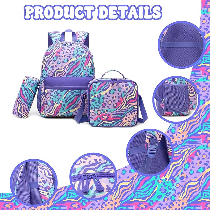 Backpack for Girls Backpack for School 8-10 Kids Backpacks with Lunch Box Schoolbag for Kids with Pencil Case