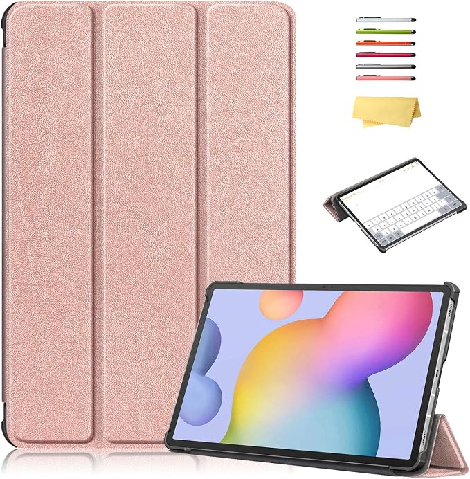 Case for Samsung Galaxy Tab S8 Plus 12.4 2022/S7 FE 2021/S7 Plus 2020 (SM-X800/X806/T730/T733/T736/T738/T970/T975/T976) Lightweight Tri-Fold Stand Thin Cover Auto Wake/Sleep Almond Blossom