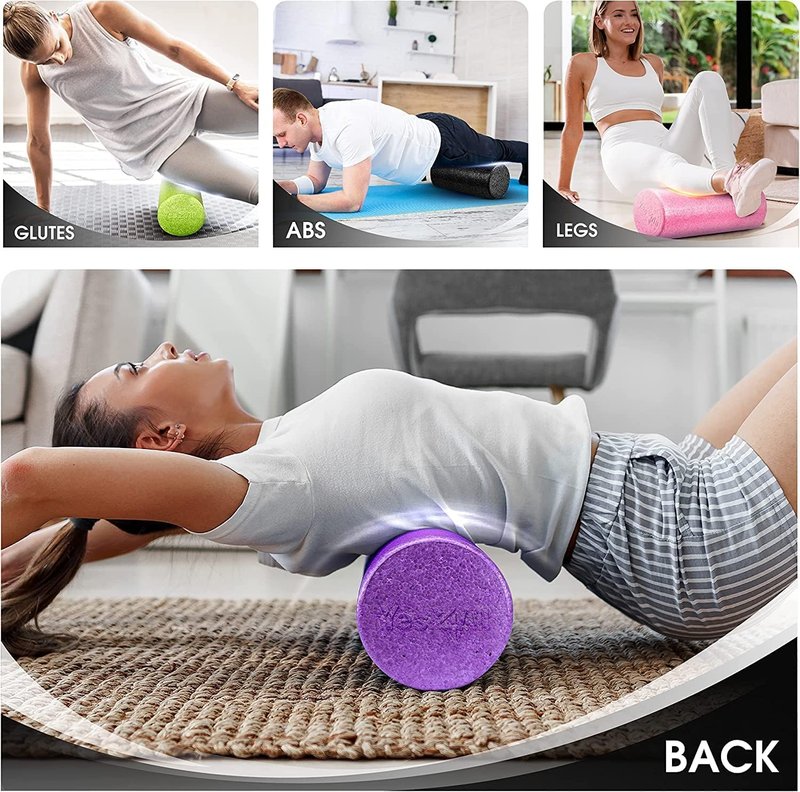 Yes4All High-Density EPP Round Back Roller Foam, Exercise Foam Roller for Yoga, & Pilates, Multiple Sizes and Colours, Lime - 12 inches