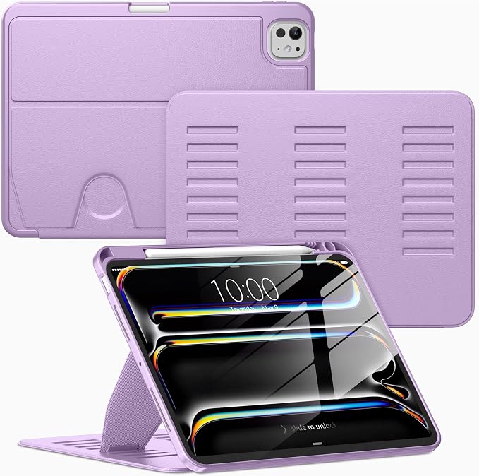 VIKESI Case for iPad Pro 11 inch (M5/M4) 2025/2024Multiple Angles Magnetic Stand CoverShockproof BackPencil Holderand Auto Sleep/WakeBlack