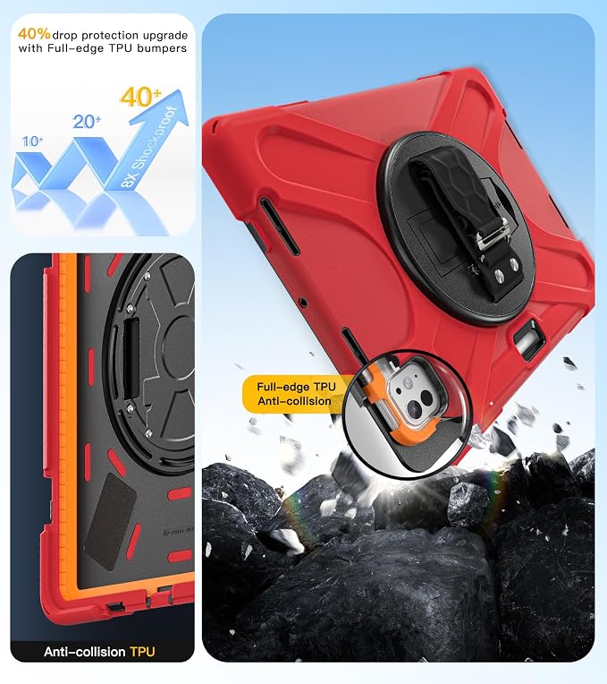 BRAECN Case for iPad Air 11 inch 2026(M4) 2025(M3) 2024(M2)iPad Pro 11 inch(4th/3rd/2nd/1st)&amp Air 10.9(5th/4th) Protective with Pencil Holder Screen Protector 360°Rotating Stand Handle Full Body