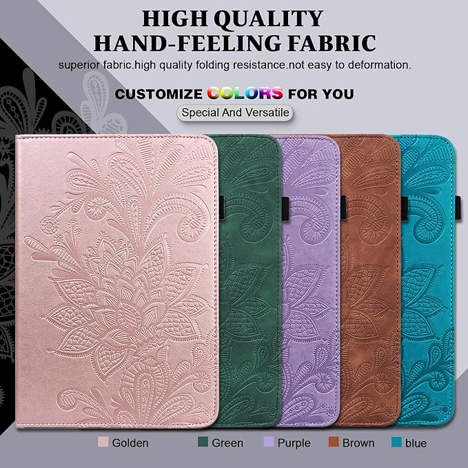 Case for Samsung Galaxy Tab A11+/A11 Plus /A9+/A9 Plus 2025/2023 5G 11 Inch Embossed Lace PU Leather Stand Cover with Elastic Band Card Slots Pen Holder &amp Multi-Angle Viewing - Blue