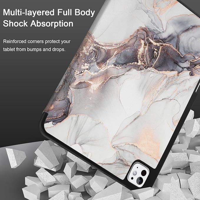 Case for iPad Pro 13 inch (M5 2025 / M4 2024) – [Built-in Pencil Holder] Ultra Slim PU Leather Trifold Stand Cover with Soft TPU Back Auto Wake/Sleep - Color Leopard