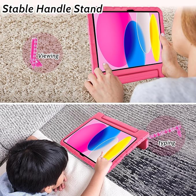 Dteck Kids Case for iPad 10.2 - Shockproof Rugged EVA Handle Stand Child Proof Case for iPad 9/8/7 Generation Black