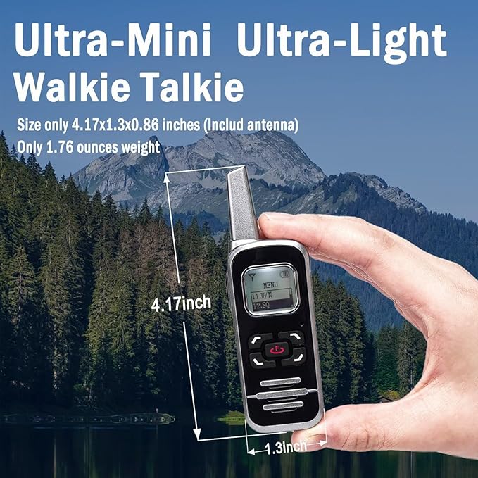 ELIDAIP M6P Mini Walkie Talkies,1100mAh Battery Rechargeable,128 Channels,Long Range Walkie Talkies with FM Radio Function,LCD Display,Portable Two Way Radio for Trip Camping Hiking Workplace,2 Pack