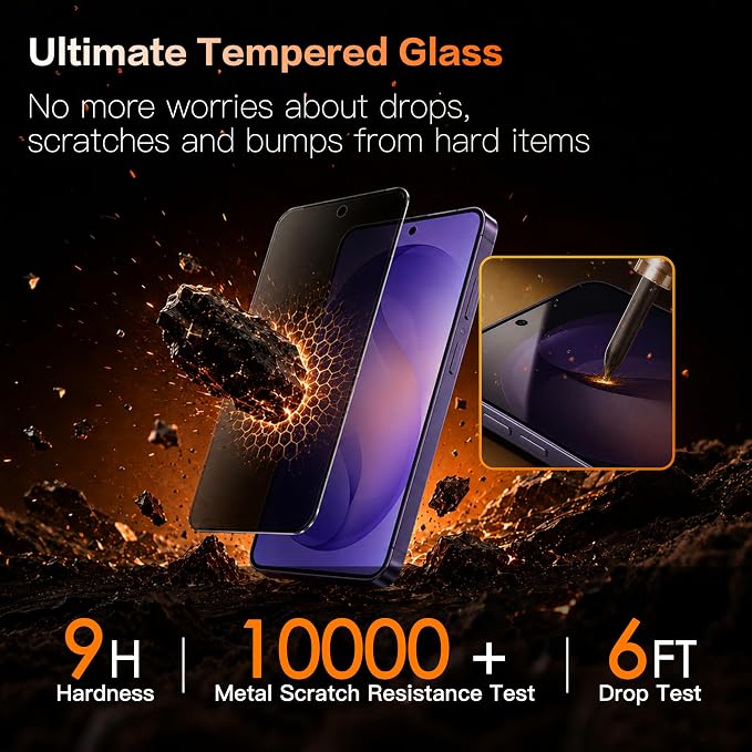 9H Privacy Screen Protector Compatible with Samsung Galaxy S26 Ultra 2Pack | Easy Installation with Alignment Tool 9H Shatterproof Tempered Glass Fast Fingerprint Unlock Case Friendly 6.9 Inch