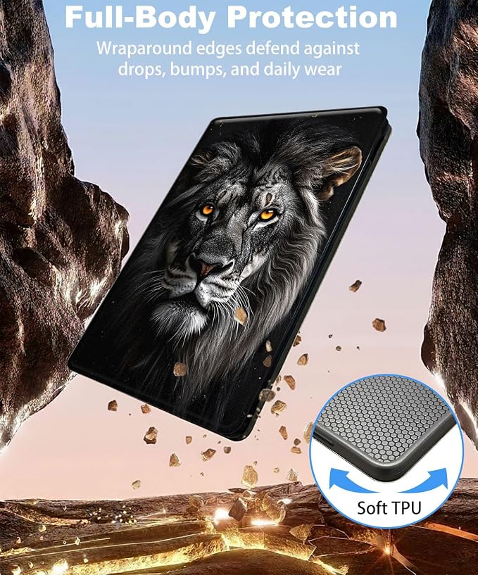 for iPad 11th Generation (A16 2025) 11 / iPad 10th Gen 10.9 2022 Case 360° Rotating PU Leather Stand Cover with Auto Sleep/Wake Shockproof TPU Backl Raccoon Perched