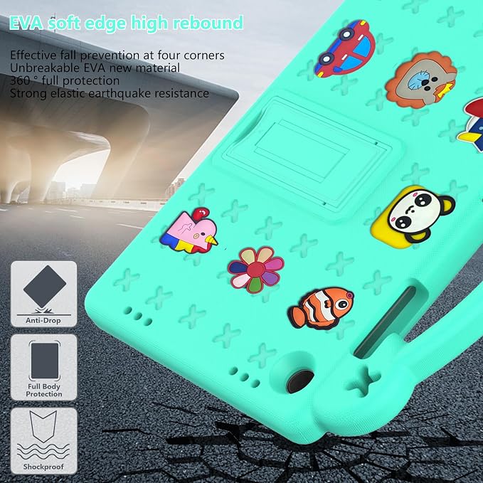 YRH Case for Galaxy Tab A9 Plus/Tab A11 Plus 11'' EVA Shockproof Cover for Samsung A9+ Plus / A11+ Plus Tablet Case with Stand Handle Figures Dark Blue