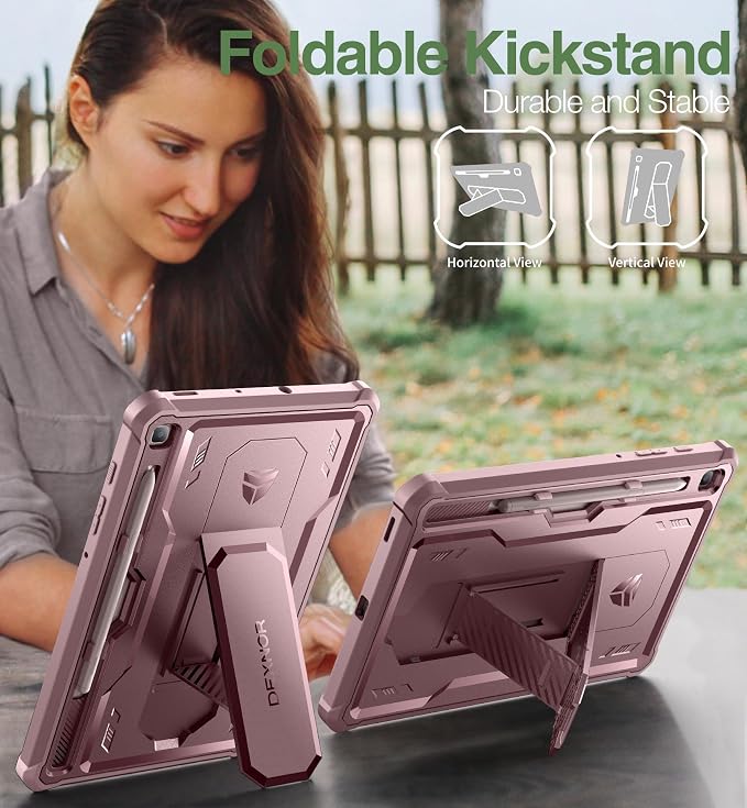 Dexnor Case for Samsung Galaxy Tab S6 Lite 10.4 Inch 2024/2022/2020 [Built in Screen Protector &amp Kickstand] with Pen Holder Heavy Duty Shockproof Full Body Protective Cover for Tab S6 Lite (Black