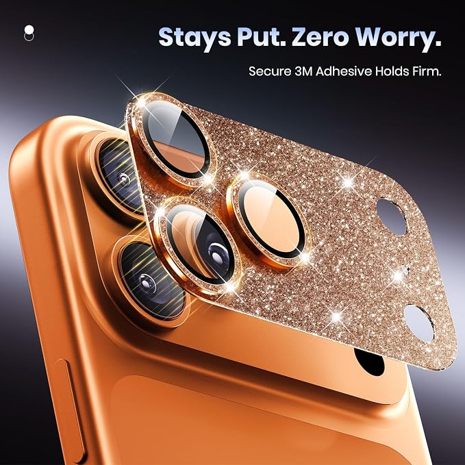 for iPhone 17 Pro Camera Lens Protector - 12FT Shatterproof | Military Grade Protection Strong Adsorption 9H+ Tempered Glass Camera Screen Full Protective Cover Case Friendly Black