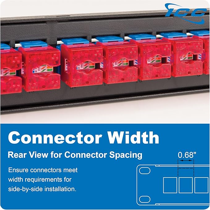 ICC 24 Port Blank Keystone 1U Patch Panel with 19” Metal Rackmount Housing for Slim Profile Keystone Jacks (Sold Separately), UL Listed, IC107BP241