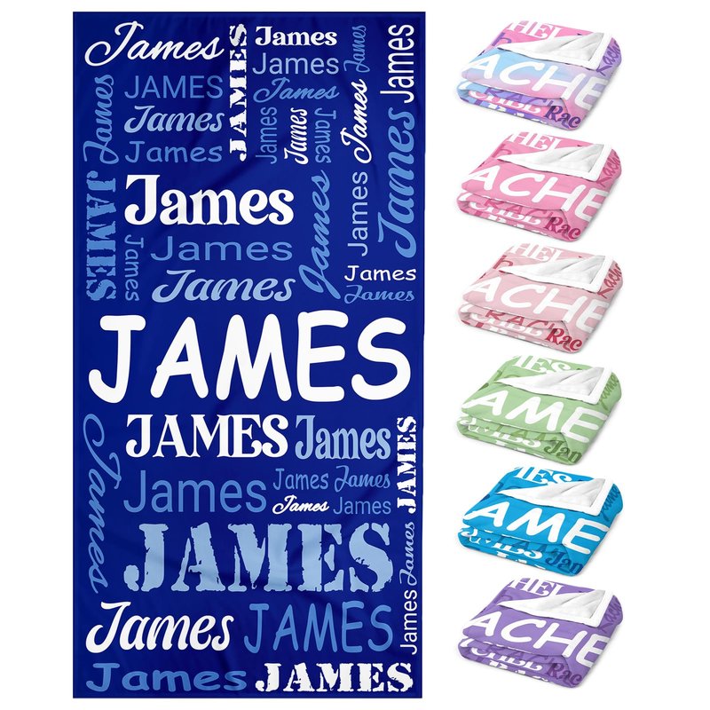 Aurlova Personalized Beach Towels for Kids with Name, Custom Pool Towels for Adult, 2 Size - Standard and Oversized, Quick Dry Towel, Gift for Dad Man Boy
