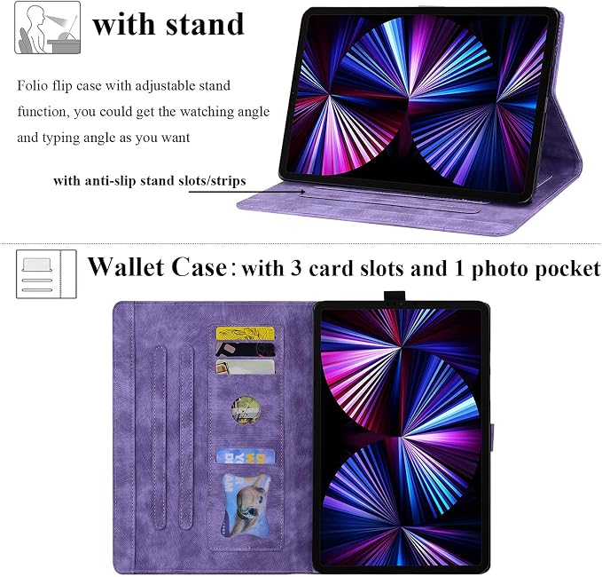 for Apple iPad 10.2 Case 9th/8th/7th Generation Cover (2021/2020/2019) with Auto Wake/Sleep Ultra Thin Lightweight Trifold Stand Folio PU Leather &amp Hard Back Hybrid Cover Almond Blossom