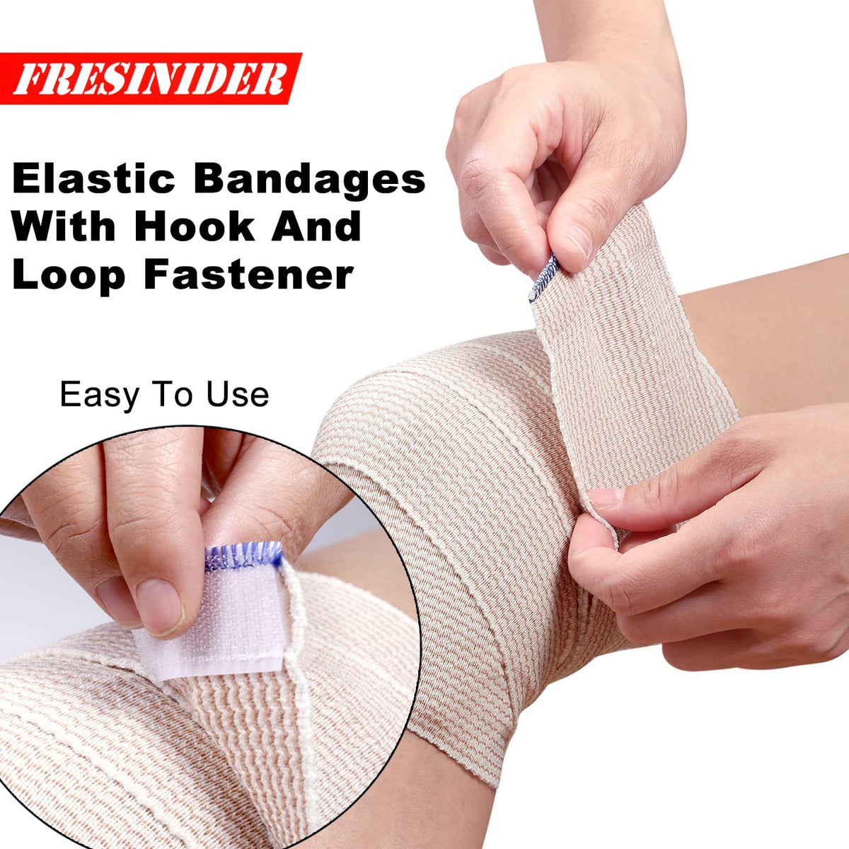 FRESINIDER Premium Elastic Bandage Wrap 2 Inch, 12 Pack, Hook and Loop