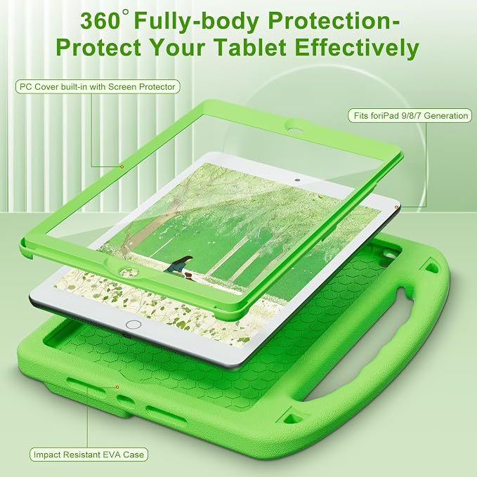 Kids Case for iPad 9th/8th/7th Gen. (10.2-inch 2021/2020/2019) | Shockproof Cover with Built-in Screen Protector and Stand Black