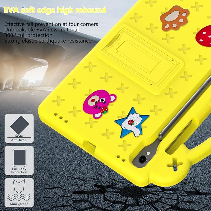 YRH Case for Samsung Galaxy Tab S10 Lite/Tab S10 FE/S9 FE 10.9'' with Handle Stand Kids EVA Shockproof Cover Blue