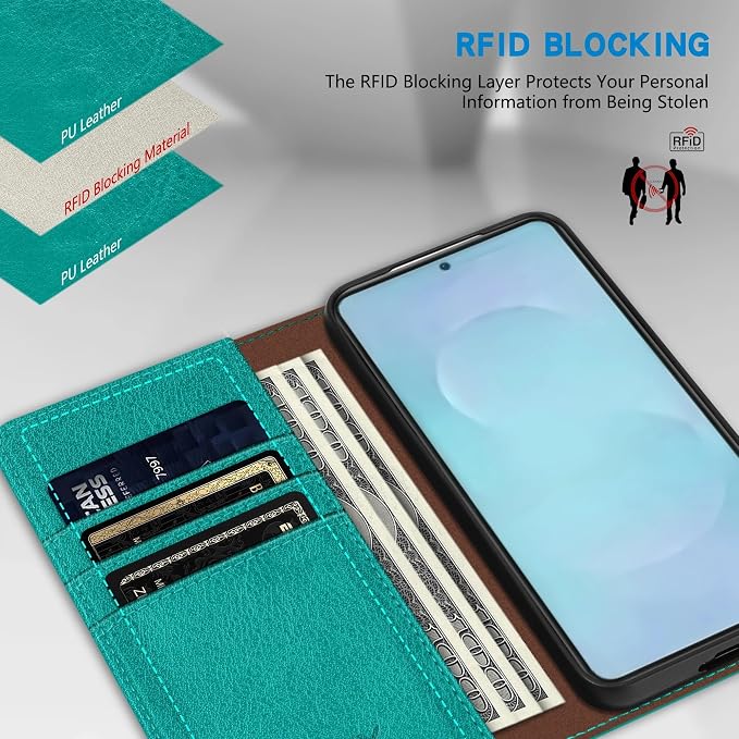 ZZXX for Samsung Galaxy S25 Wallet Case with [RFID Blocking] Card Slot Stand Strong Magnetic Leather Flip Fold Protective Phone Case for Samsung Galaxy S25 Case Wallet(Black-6.2 inch)
