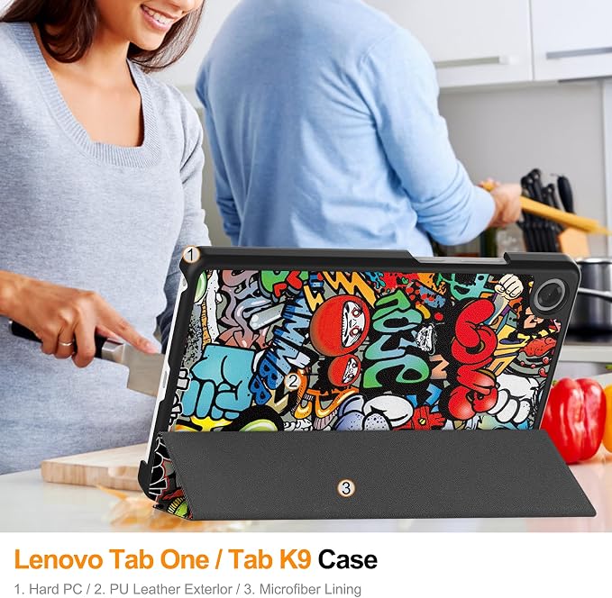 Smart Case for Lenovo Tab One / K9 8.7 Inch 2025 TB305XU/TB305FU Lightweight Trifold Stand Cover Auto Wake Sleep Blackish Green