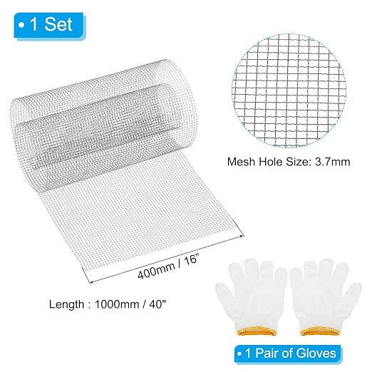 PATIKIL 40" L x 16" W Woven Wire Mesh, 6 Mesh 304 Stainless Steel Air Vent