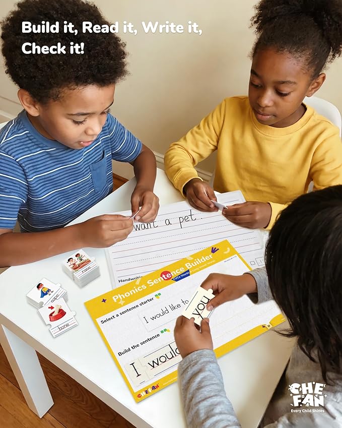 Phonics Sentence Builder for Kids – CVCE & Long Vowel Word Games, Silent E Phonics Reading & Writing Activity, Kindergarten & Preschool Classroom Must Haves