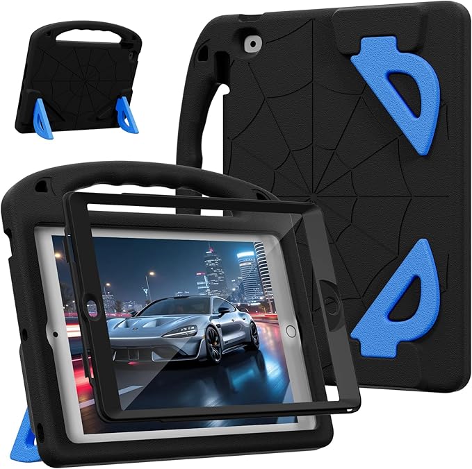 Kids Case for iPad 9th/8th/7th Gen. (10.2-inch 2021/2020/2019) | Shockproof Cover with Built-in Screen Protector and Stand Black