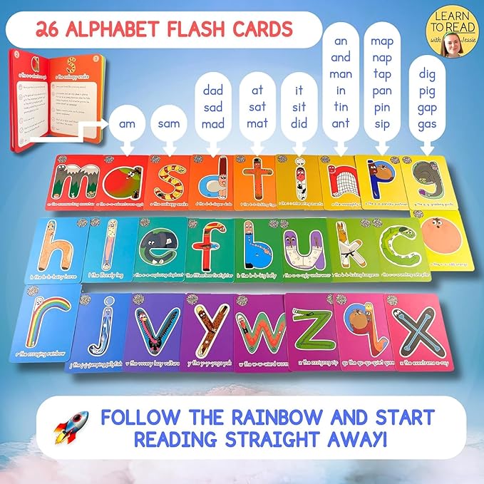 Phonics Flash Cards for Kids Ages 4-8 - Fantastic Alphabet Flash Cards Without Pictures - Engaging ABC Cards for Preschool, Kindergarten and Kids - Educational Letter Cards for Toddlers