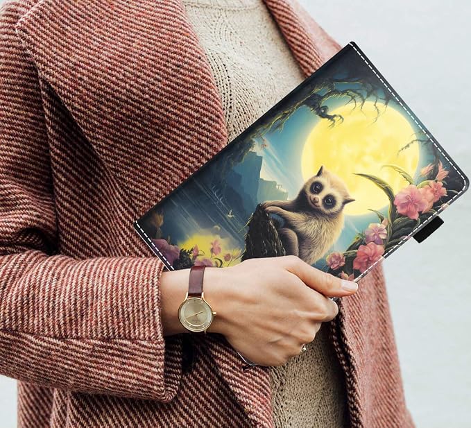 Case for Amazon Fire HD 8/HD 8 Plus Tablet (8 12th/10th Generation 2024/2022/2020 Release) Slim PU Leather Stand Folio Cover with Auto Wake Sleep African Woman Wolf