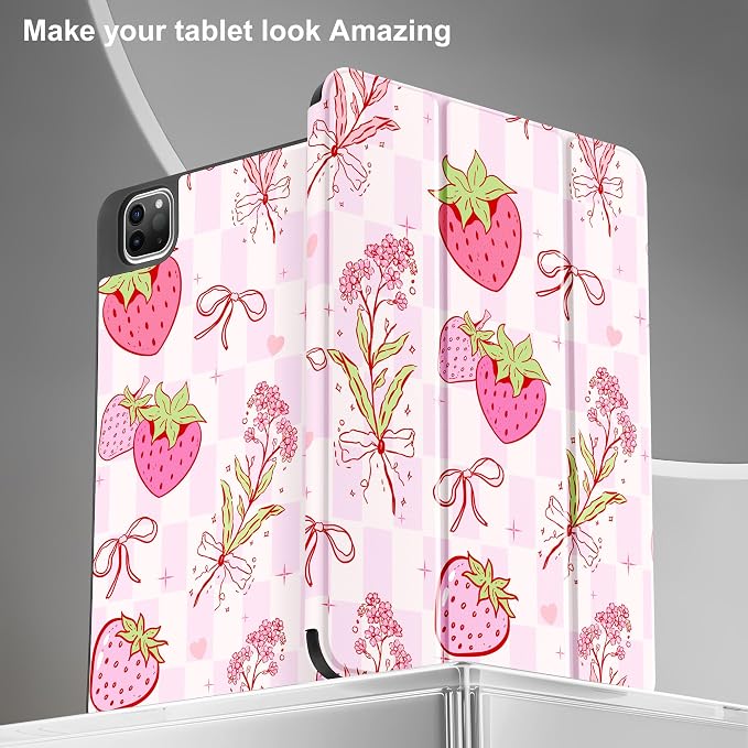 May Chen Case for iPad Pro 11 inch (4th 3rd 2nd &amp 1st Gen) 2022 2021 2020 2018 Trifold Stand + Pencil Holder + Auto Wake/Sleep + Soft TPU Protective Stand Back Cover Abstract Floral