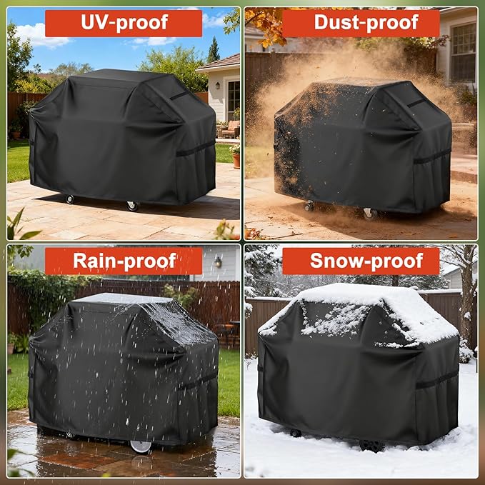 LBTING Grill Cover, 65-inch Heavy Duty 300D Oxford Waterproof Windproof UV Resistant BBQ Gas Grill Cover for Outdoor Barbecue Fit Most Brands Weber, Brinkmann, Char Broil, Holland