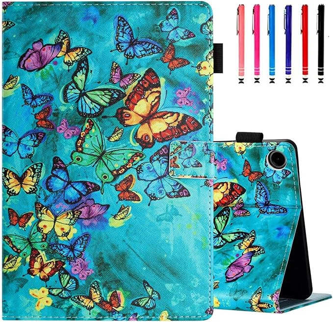 Case for Samsung Galaxy Tab A9 8.7 Inch 2023 (SM-X110/X115/X117) Suede Embossed Flower Flip Stand Protective Shell with Pen Holder &amp Card Slot No Smart Auto Wake/Sleep Function Brown
