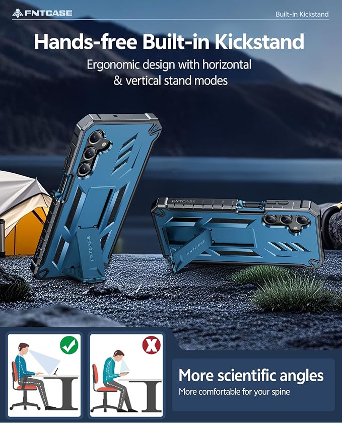 FNTCASE for 11 Pro XL Case Rugged Kickstand 2 Front Frames Black | Built-in Screen Protector 20FT Military-Grade Drop Protection Rugged Heavy Duty Shockproof Full Body Protective Cover